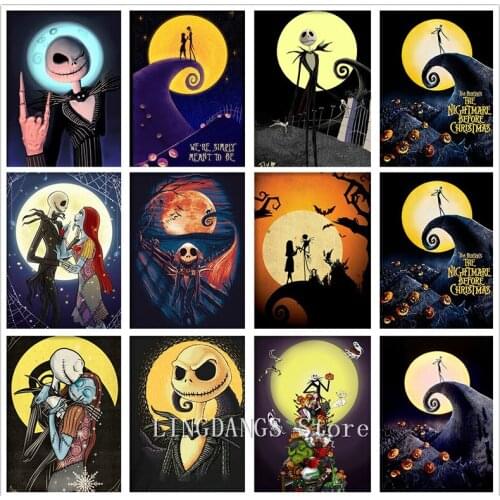 5D DIY Diamond Painting Disney Christmas Fright Night Jack Skellington Sally Diamond Mosaic Embroidery Cross Stitch Home Decor