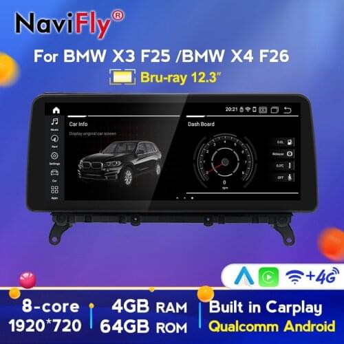 NaviFly IPS 8Core Android10 4G RAM 64G ROM Car GPS radio cassette for BMW X3 F25 X4 F26 2011-2017 with 4G sim wifi BT DAB+ OB2