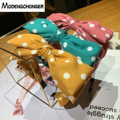 Superior Quality For Women Girl Big Rabbit Ear Bow Headband Wide Side Wave Point Double-deck Bowknot Hair Accessories Headwear