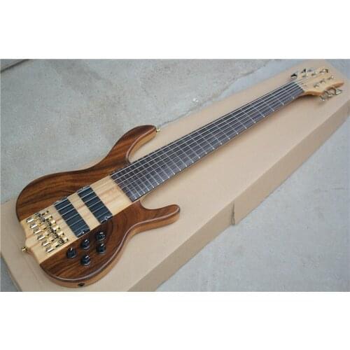 Free shipping Order booking 6 strings bass ,walnut ASH wood body,neck through body,active battery,19mmstrings distance widened
