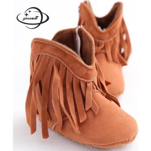 0-1y Yauamdb Newborn Baby Boots Spring Autumn Girls Toddler Fringe Solid Infant First Walkers Shoes Soft Bottom Footwear Ly21