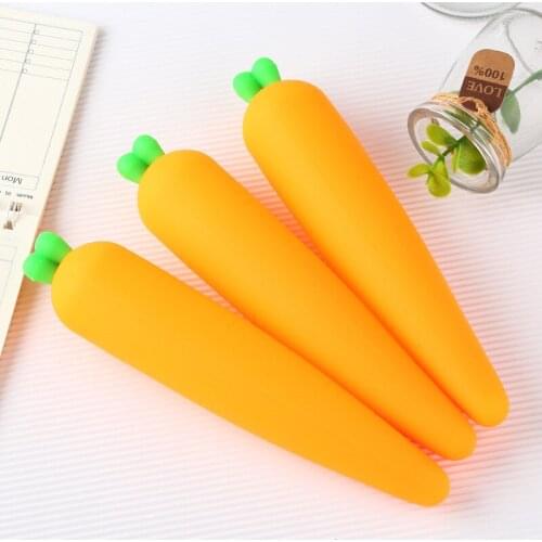 Carrot Pencil Case Korean Stationery Pencil Bag Cute Pencil Pouch Kawaii Bag High Capacity Pencil Cases Cute School Supplies