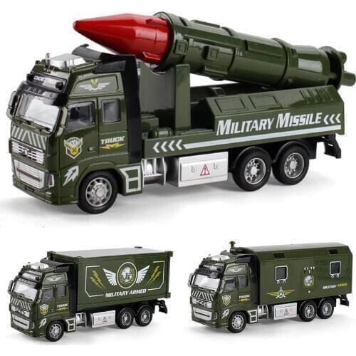 Children Alloy Pull Die-cast Alloy Pull Back Military Truck Vehicle Model Kids Toys Army Car Rocket Model Collection