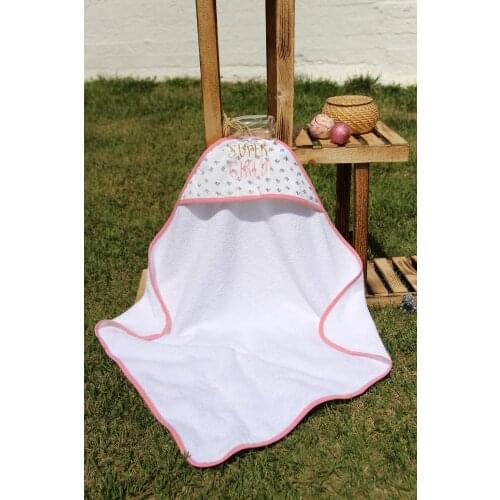% 100 Cotton 75 X75cm Baby Swaddle With Super Girl Embroidered