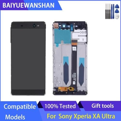 For Sony Xperia XA C6 Ultra LCD F3211 F3212 F3215 F3216 F3213 LCD Display Touch Screen Digitizer Frame Replacement xa ultra lcd