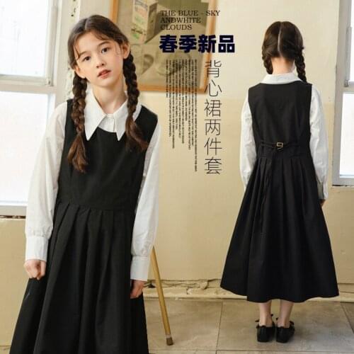 Elegant Chiffon Spring Summer Girls Clothing Suits Blouse Vest Dress Kids Teenager Outwear Two Piece Beach High Quality