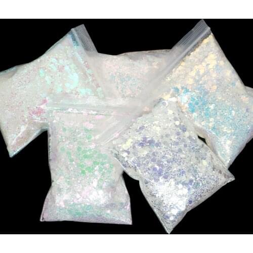 40G Holographic Chunky Nail Glitter Mixed Hexagon Shape Sequins Laser Sparkly Flakes Slices Manicure DIY Nails Art Decoration