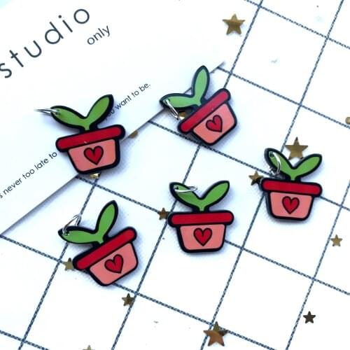 20*22mm 10pcs Kawaii resin potted neckalce Charms for DIY decoration neckalce earring key chain Jewelry Making