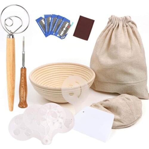 KB Rattan Banneton Basket Sourdough Starter Kit Bread Proofing Basket Bread Bowl Bread Baking Tools Supplies Wicker Basket