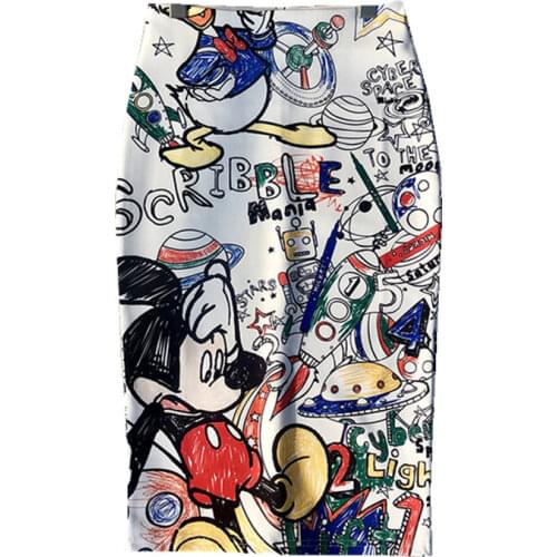 Disney Female Summer Women Pencil Skirt New Cartoon Mickey Mouse Skirt Young Girl