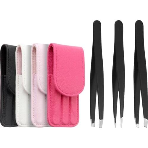 3PCS Eyebrow Tweezers Set Stainless Steel Point Tip/Slant Tip/Flat Tip Hair Removal Eye Brow Trimmer Eyelash Clip Lashes Tweezer