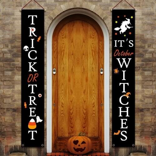 Halloween Door Decorations Couplet Outdoor Hanging Banner Party Decoration Curtain Couplet Halloween Festival Supplies for Home