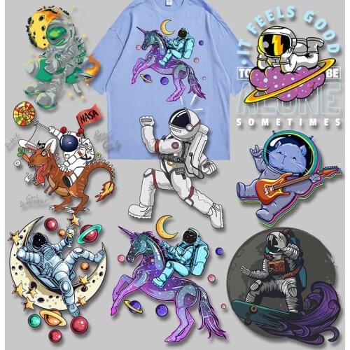Astronaut alphabet pattern On Clothes Applique Decor ron On Transfer Washable Garment Accessories Thermal Stickers on patches
