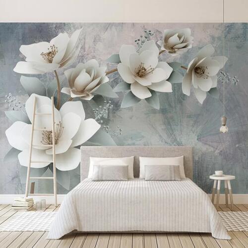 Custom Mural Wall Paper Retro Oil Painting 3D Stereoscopic Embossed Flowers Living Room Bedroom TV Background Photo Papier Peint