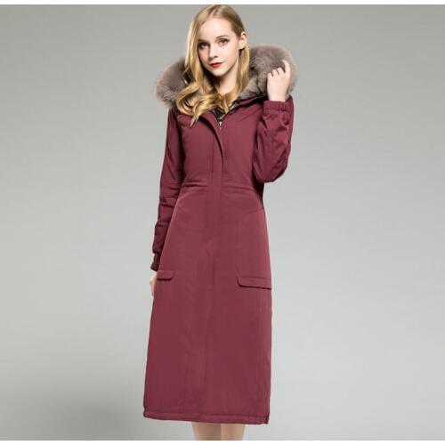 Real Parka Winter Jacket Women Natural Rabbit Liner Long Coat Female Fox Fur Collar Warm Parkas Plus Size MY3602