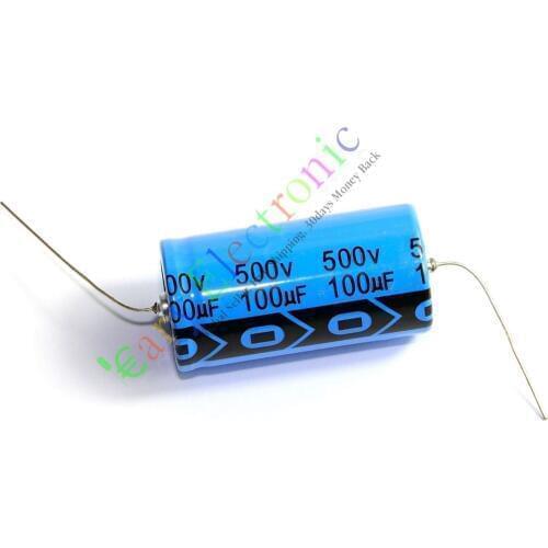 Wholesale and retail 2pc 500V 100uf 85C New long copper leads Axial Electrolytic Capacitor audio amp free shipping