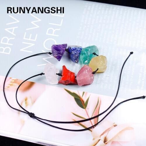 Natural crystal stone Seven chakra Crystal Necklace 7-color quartz gem therapy stone Crystal pendant for woman gifts