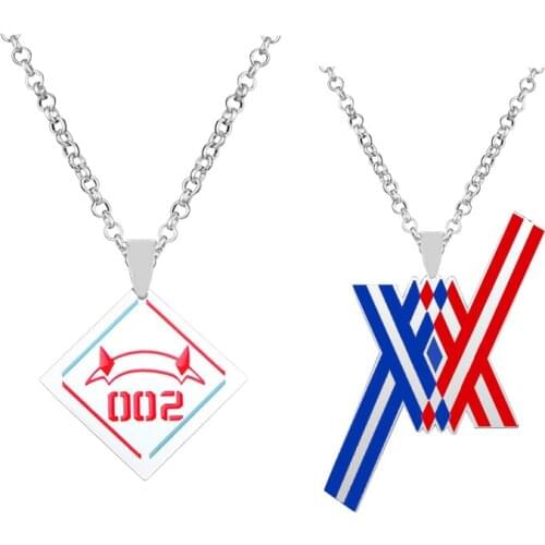 Anime Darling in the Franxx Zero Code 002 Necklace Pendant Cosplay Jewelry Necklaces Metal Accessories Costume Prop Xmas Gift