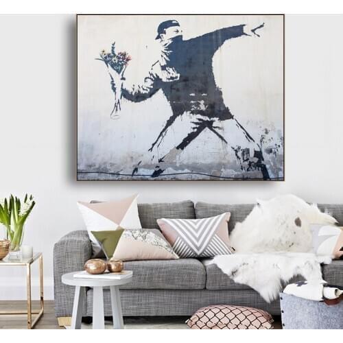 "Love Is In The Air" Banksy Canvas Art Poster Painting Wall Art Home Decor Picture Nordic Living Room Decoration Home Picture