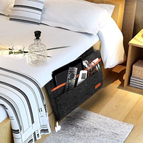 Bedside Storage Pocket Felt Hanging Organizer Bag Magazine Phone Remote Holder for Home Bed Rails