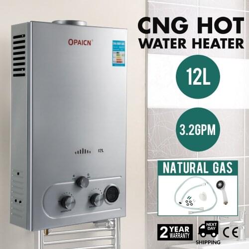 2018 HOT Sales 12L CNG Natural Gas Hot Water Heater Tankless Instant Boiler Stainless Steel CE w/ Shower Head and LCD Display