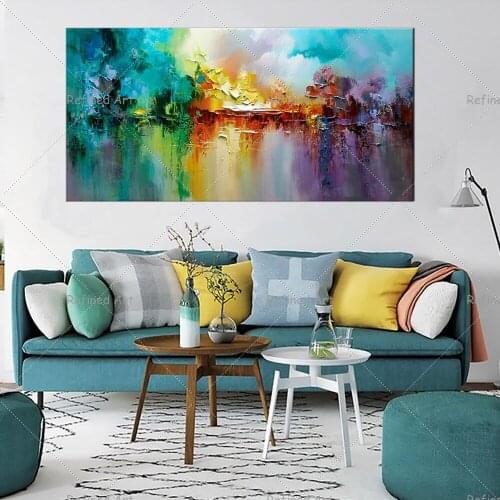 Pure Hand-Painted Abstract Landscape Oil Painting 3D Knife Painting Living Room Wall Canvas Art Decoration Mural