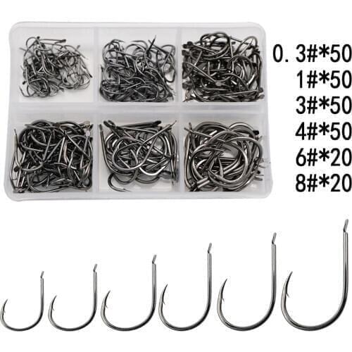 240pcs/box Barbed Fishing Hooks Carp Single Fishihook Set Fly Fishing Accessories Carbon Steel Jig Sea Hook