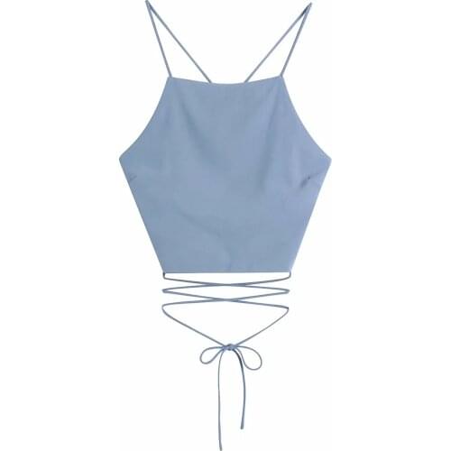 Sexy Strap Polyester Sleeveless Crop Length Tank Tops DLDD077