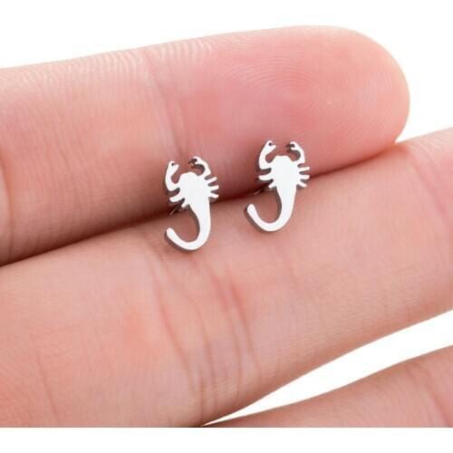 Stainless Steel Punk Animal Gold Scorpion Pierced Earrings Constellation Scorpio Accessories Lady Birthday Christmas Gift