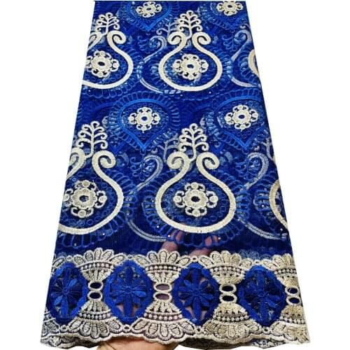 Blue Nigerian Lace Fabric Net Lace African Lace Fabric 2021 High Quality Lace With Stones Hot Sale French Tulle Lace YLL3240