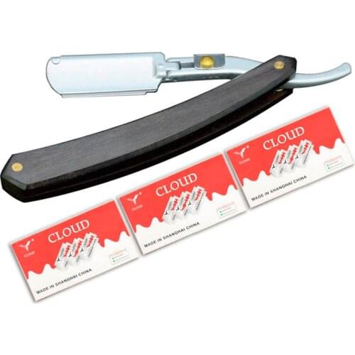 Univinlions Wooden Straight Sharp Beard Shaver Tool Razor Blade Safty Foldable Shaving Razor Barber Male Men Women Hair Removal