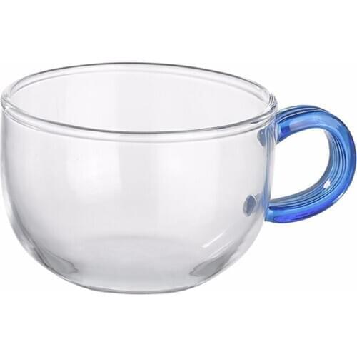 Thickened heat-resistant glass cup milk coffee cup cocktail cup crystal transparent cup color handle drink cup couple cup