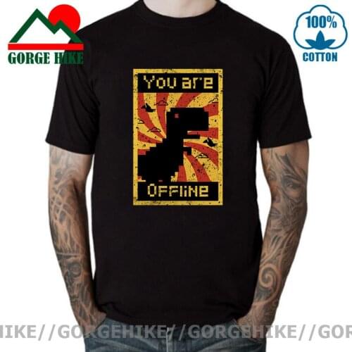 GorgeHike Vintage You are offline T shirts men Funny No internet T-shirt Retro No WIFI Dinosaur Park Tshirt Game Lover Gift Tees