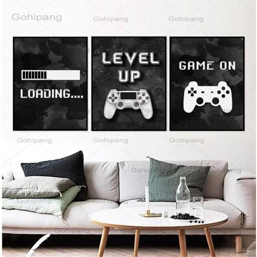 Video Gaming Room Posters Abstract Home Decoration Canvas Painting Funny Party Game Wall Art Pictures for Boys Kids Room Decor