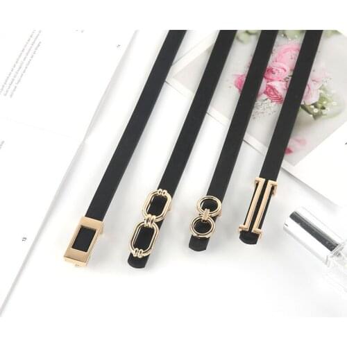1PC Leather Thin Belt for Women Personality Metal Buckle Waist Strap Designer Ladies Trouser Dress Decoration Waistband