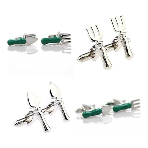 10pairs/lot Creative Silver Fork Knife Cufflinks Enamel Plating Tableware Fork Spoon Cuff Links Mens Jewelry Gift Wholesale