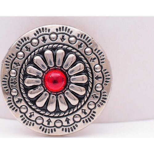 10PC 30MM Antique Silver Flower Engraved Round Metal Leathercraft Handbag Belt Sewing Concho Button Accessories