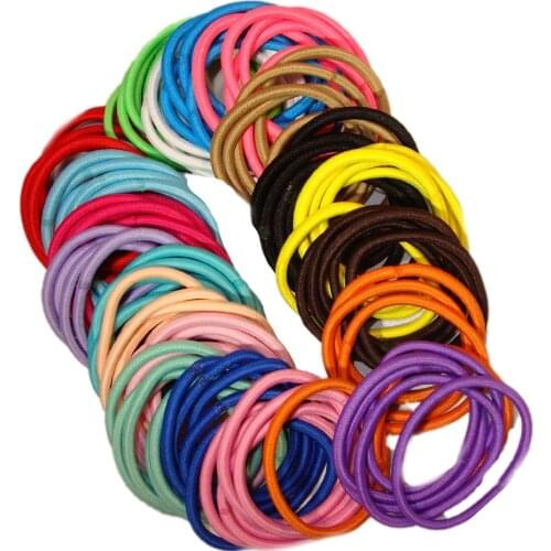 200 Hair Elastics thick Hair Ties No Crease Ponytail Holders no metal clamp 4mm width (200 Hair Elastics--Rainbow)