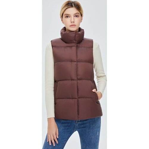 2021 Winter Women Vest Short Stand-Up Collar 90% White Duck Down Waistcoat Female Plus Size S-3XL Casual Coat Sleeveless