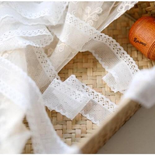 5 Meterse Off White Embroidery Lace Patchwork Elastic Lace Fabric DIY Clothing Underwear Accessories Curtains 2.6cm