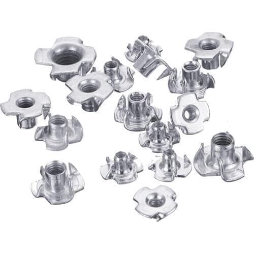 20pcs M3 M4 M5 M6 M8 M10 M12 Zinc Alloy Iron Four Claws Nut Speaker Nut T-nut Blind Pronged Tee Nut Furniture Hardware