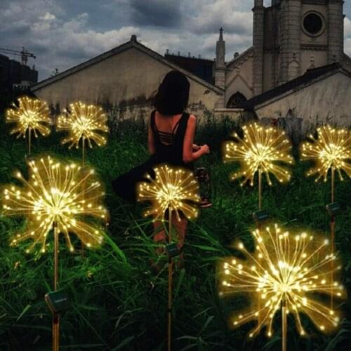 90/120/150 LED Solar Light Fireworks Modeling Lighting DIY Decorative Light Waterproof Outdoor Xmas Solar Lamp Garden Decoration