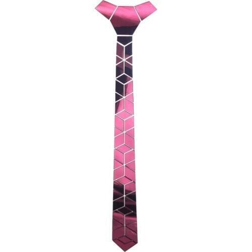 Acrylic Mirror Men Shiny Necktie Fashion Jewelry Hot Pink Skinny Ties Diamond Plaid Geometric Slim Necktie Bling Bling