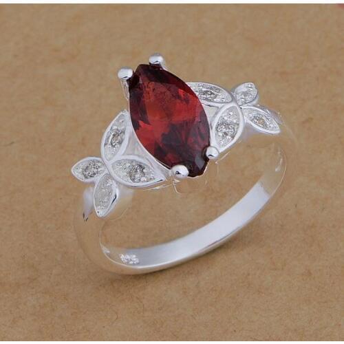 AR667 Hot sterling ring, fashion jewelry, elegant butterfly inlaid red stone /bbzajtga bctajuaa silver color