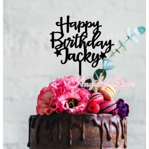 Wood Happy Birthday Cake Topper Personalised Name Cake Topper Birthday Decoration Wooden Custom Cake Toppers Party Gift