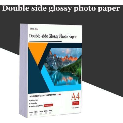 High quality 50 A4 Sheets double sided High Glossy Photo gloss For Inkjet Printer Photo white card Paper Coated paper