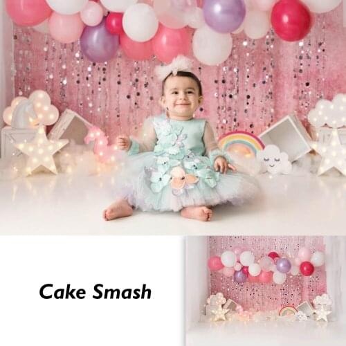 Cake Smash 1st Birthday Photography Backdrop Girls Pink Glitter Party Background Decors Little Princess Baby Shower Props Favors