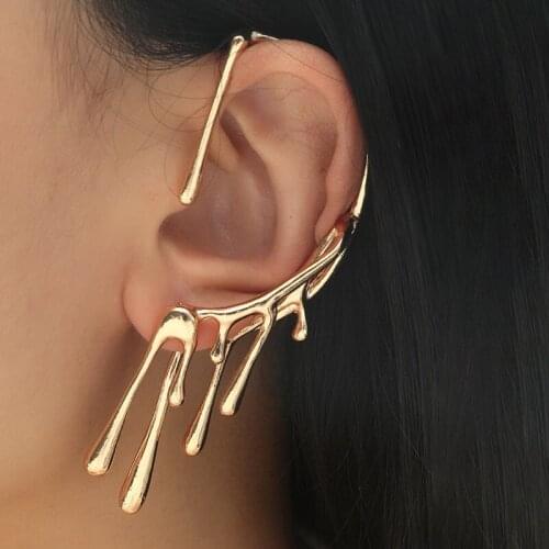Hyperbole Drip Wax Modelling Design Ear Hang Auricle Clip Ins Concave Shape Earrings Hip-Hop Punk Girl Ear Clip Holiday Party