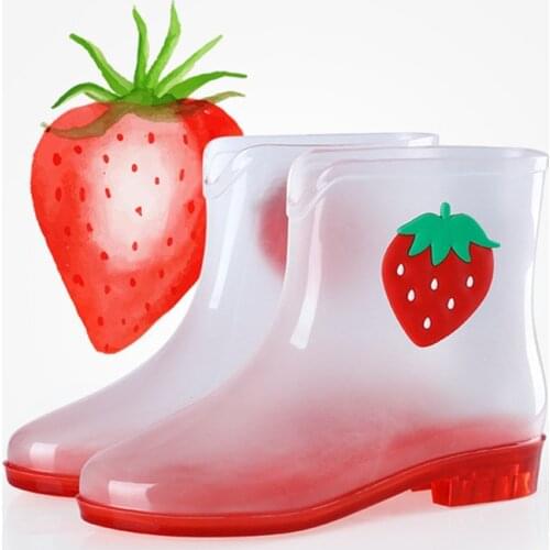 2021 ALL season new women rain shoes fruit transparent rain boots water shoes fashion cartoon womens short water boots galoshes