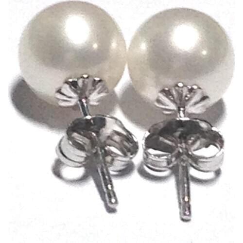 Round 10-11 MM AAA+ WHITE SOUTH SEA PEARLS EARRING 14k/20 WHITE GOLD